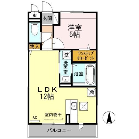 サンオーニック エミュー(1LDK/1階)の間取り写真