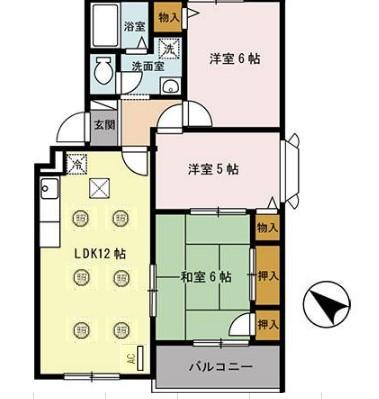 ファミール池尻(3LDK/1階)の間取り写真
