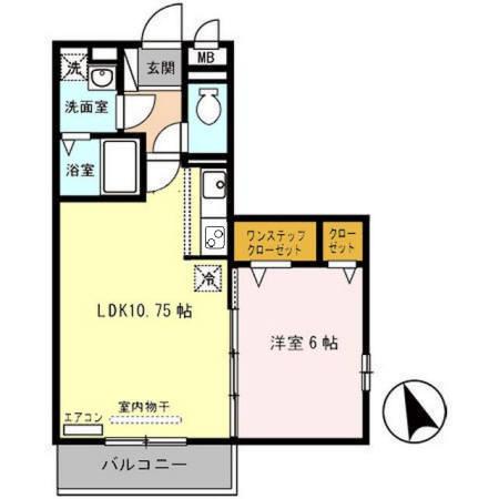 ベルビー宝塚(1LDK/2階)の間取り写真