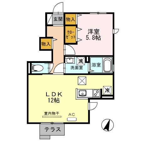 エルカミーノレアル(1LDK/1階)の間取り写真