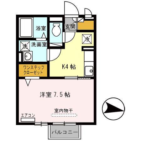 ピア東久代(1K/2階)の間取り写真