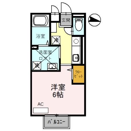 メルベーユ箕面Ⅱ(1K/2階)の間取り写真