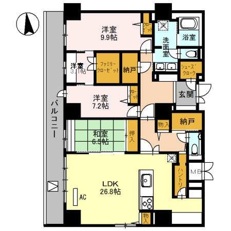 グランセジュール江坂 住居(4LDK/13階)の間取り写真