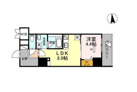 グランセジュール江坂 住居(1LDK/8階)の間取り写真
