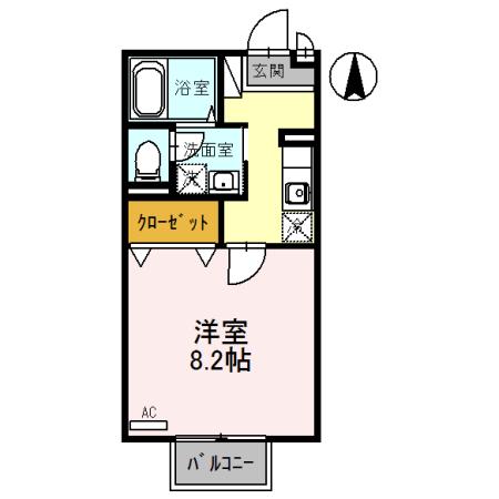 サクシードカワムラ(1K/1階)の間取り写真