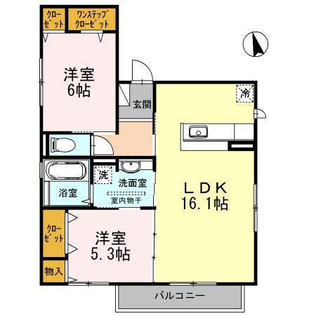 エムズコート北桜塚(2LDK/2階)の間取り写真