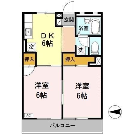 信雄マンション(2DK/3階)の間取り写真