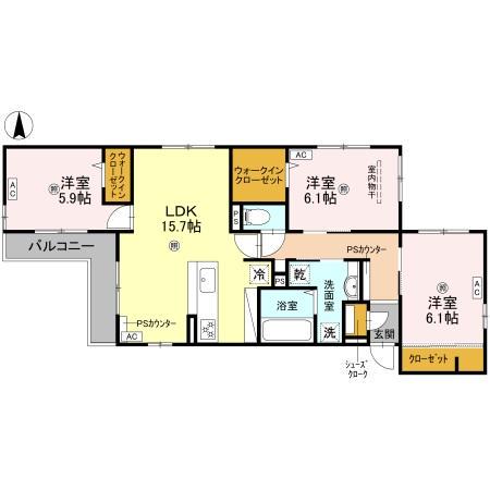 クラシスト泉町(3LDK/3階)の間取り写真
