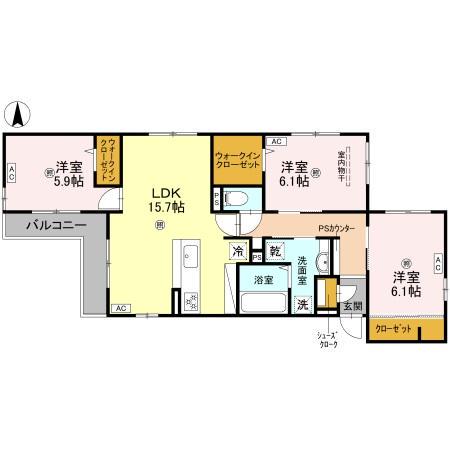 クラシスト泉町(3LDK/2階)の間取り写真