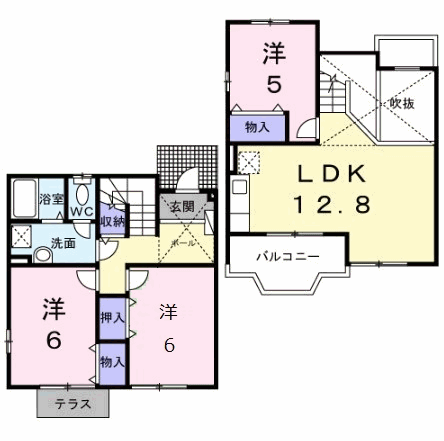ツインコートⅡ(3LDK/1階)の間取り写真