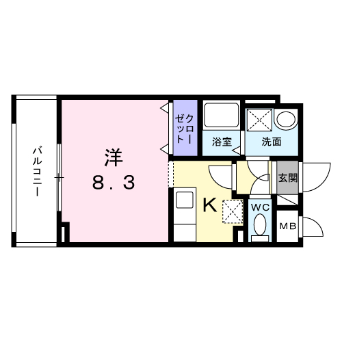 エクセル宝塚(1K/3階)の間取り写真
