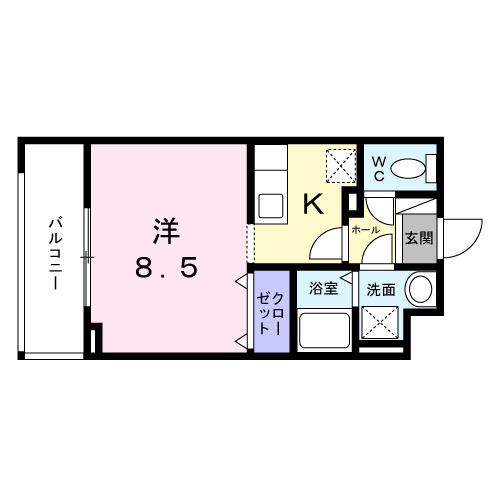 エクセル宝塚(1K/3階)の間取り写真