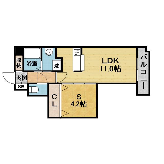 スローハスコート(1LDK/1階)の間取り写真