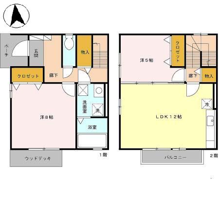 シャロンタウンハウスＩＩ　Ａ棟(2LDK)の間取り写真