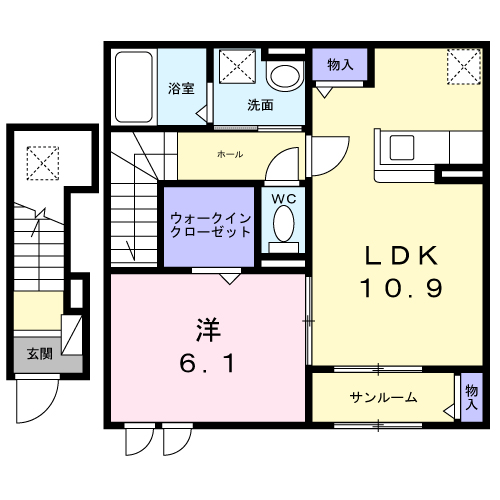 コート向田イースト(1LDK/2階)の間取り写真
