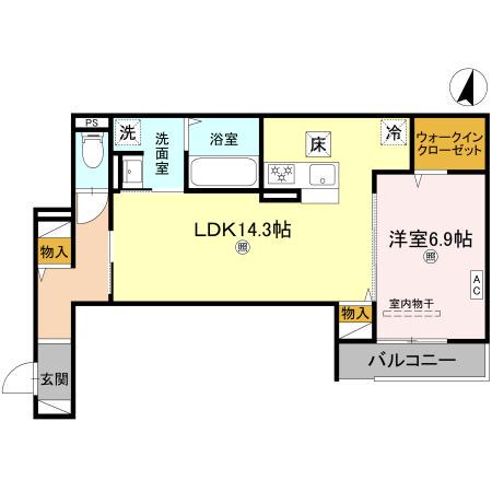 METEOR GRAND(1LDK/1階)の間取り写真