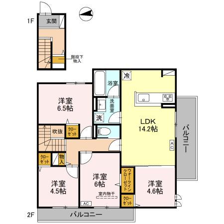 アドゥシール荘園(4LDK/2階)の間取り写真