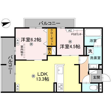 D-RESIDENCE荘園A(2LDK/2階)の間取り写真