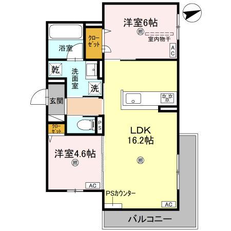 D-RESIDENCE荘園B(2LDK/3階)の間取り写真