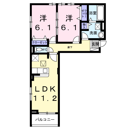サンロイヤルⅡ(2LDK/1階)の間取り写真
