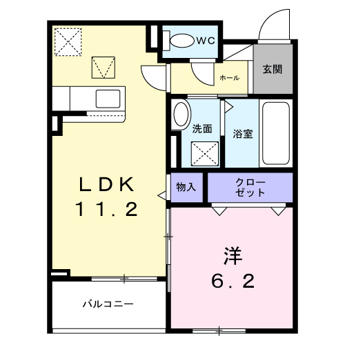 サンロイヤルⅡ(1LDK/1階)の間取り写真
