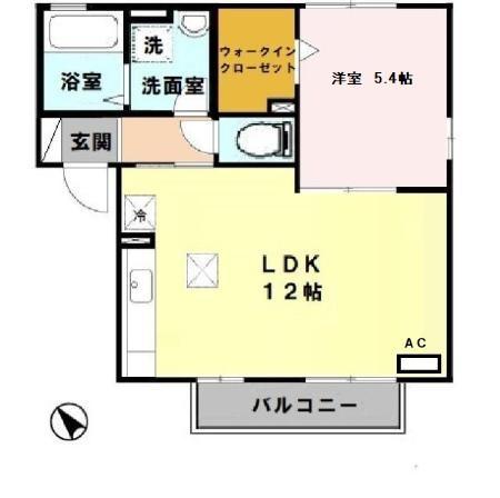大阪府池田市 2階建 築25年(1LDK/1階)の間取り写真