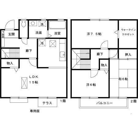 宝塚サニーコート　Ｂ棟(3LDK)の間取り写真