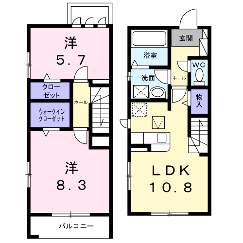 CASA PRIMERA(2LDK/1階)の間取り写真