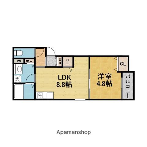 ベリッシモ蛍池(1LDK/2階)の間取り写真