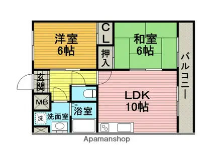 エメラルドヴィラ(2LDK/3階)の間取り写真