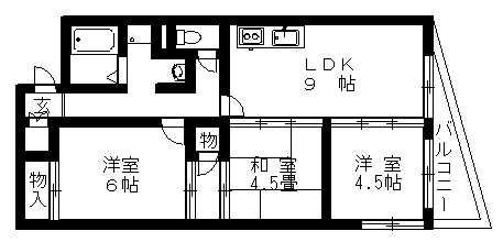 パームハイツ豊中(3LDK/3階)の間取り写真