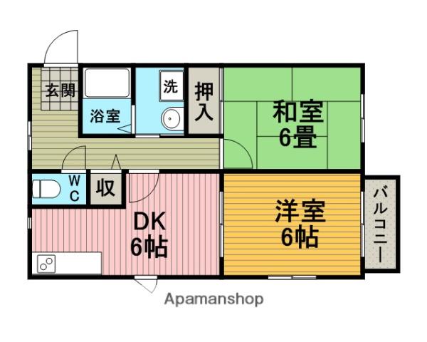 プリエール(2DK/2階)の間取り写真