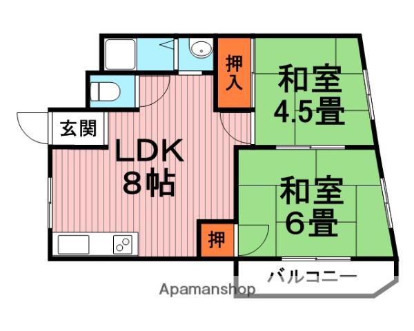 山ノ上ハイツ(2DK/5階)の間取り写真