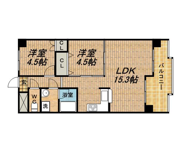 サンハイツ木多(2LDK/2階)の間取り写真