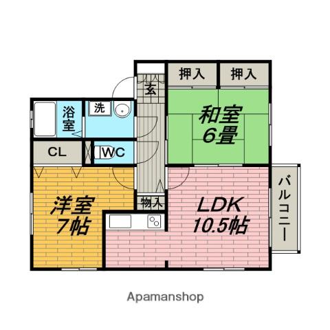 エイトハウス上野台(2LDK/2階)の間取り写真