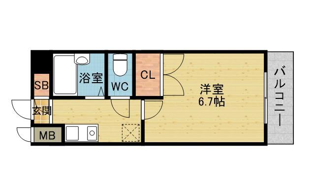 ハイツJUN3号館(1K/4階)の間取り写真