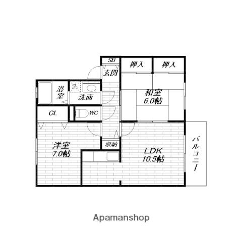 エイトハウス上野台(2LDK/2階)の間取り写真