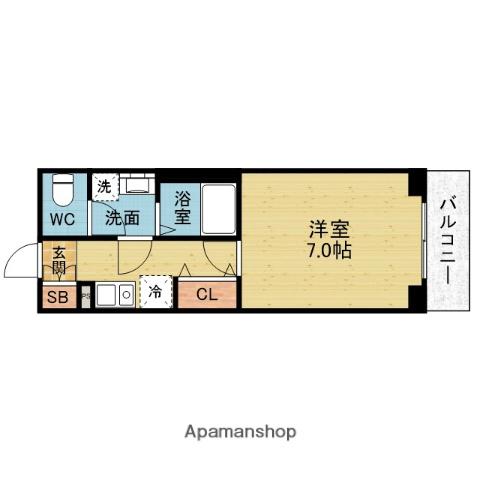 グランカーサ緑地公園(1K/1階)の間取り写真