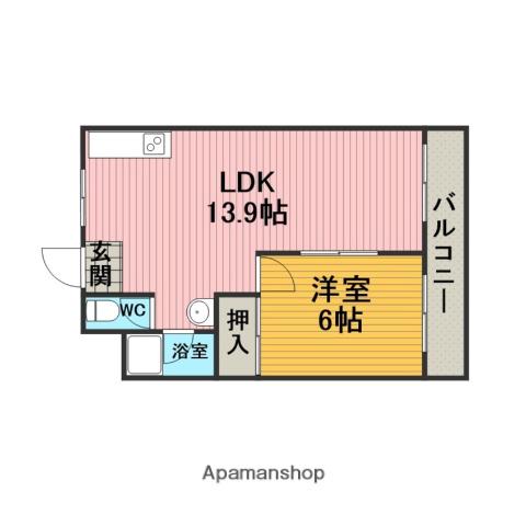 石之マンション(1LDK/3階)の間取り写真