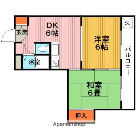 ハーバル旧平田マンション(2DK/3階)の間取り写真