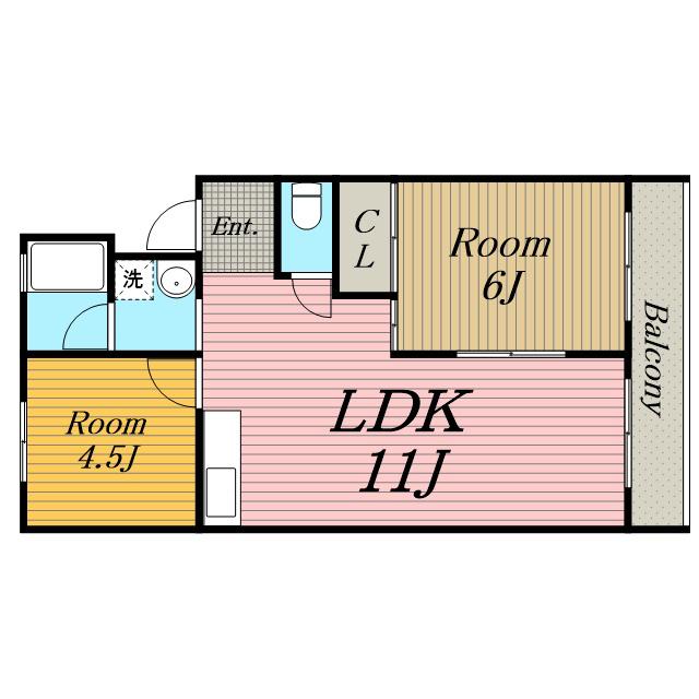 西田ハイツ(2LDK/2階)の間取り写真