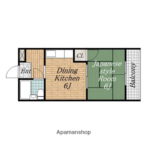 矢内ハイツ服部(1DK/4階)の間取り写真