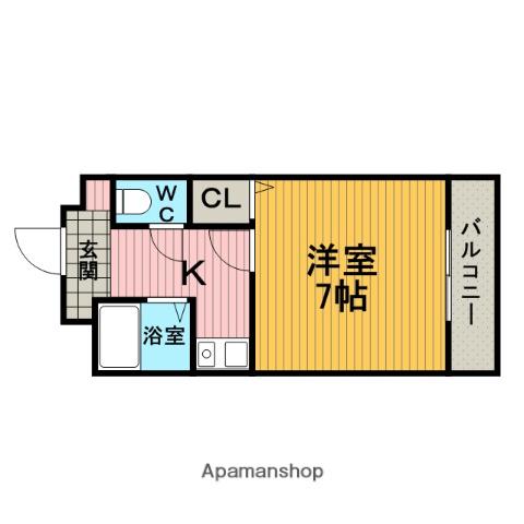 プチハイツ服部(1K/4階)の間取り写真