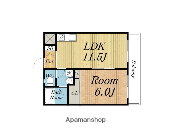 トゥリオーニ豊中南(1LDK/2階)の間取り写真