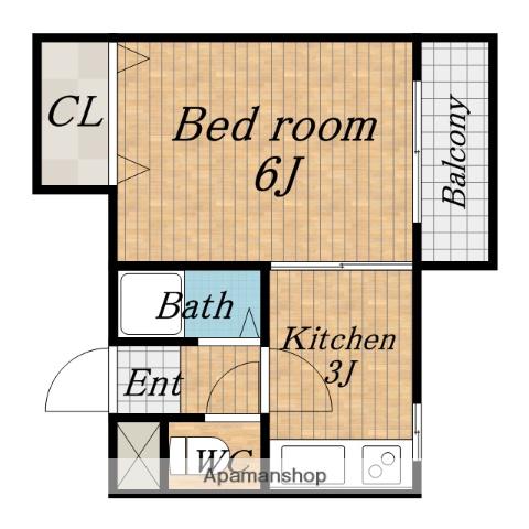 グランドール服部(1K/3階)の間取り写真