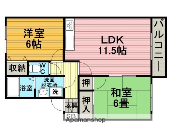 豊友スカイハウス(2LDK/1階)の間取り写真