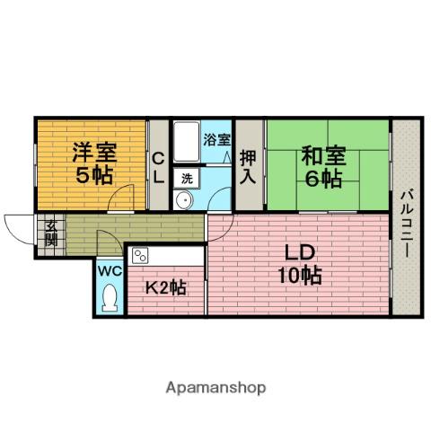 サニーセトル(2LDK/1階)の間取り写真