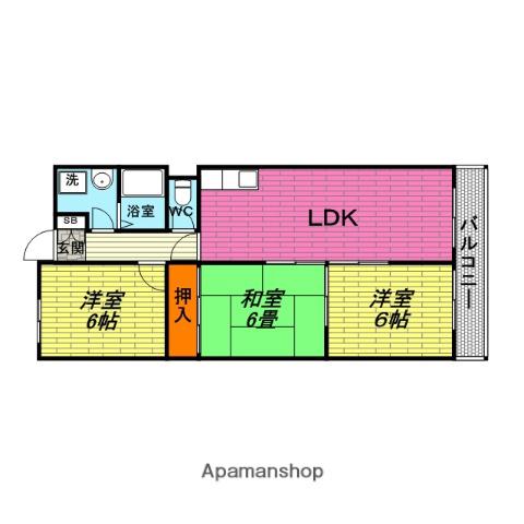 ホステリア(3LDK/3階)の間取り写真
