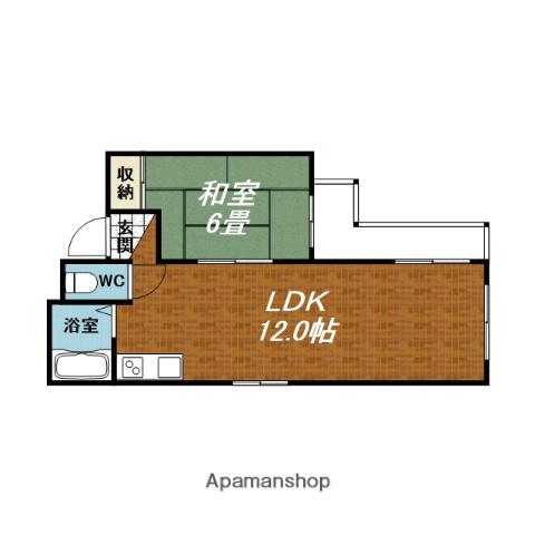 ロゼ幸町B棟(1LDK/2階)の間取り写真