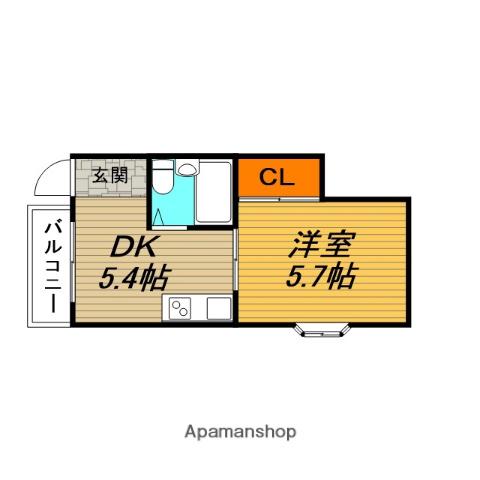 千成山下マンション(1DK/2階)の間取り写真